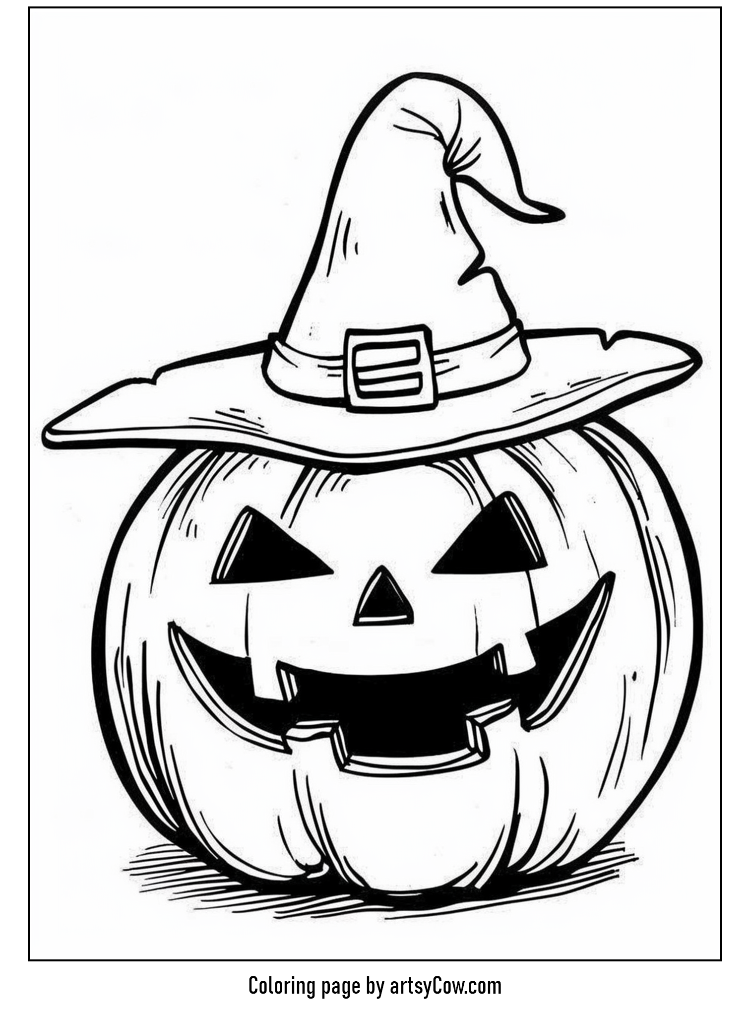 halloween coloring pages with witch hat, Pumpkin Parade with a Witchy Twist